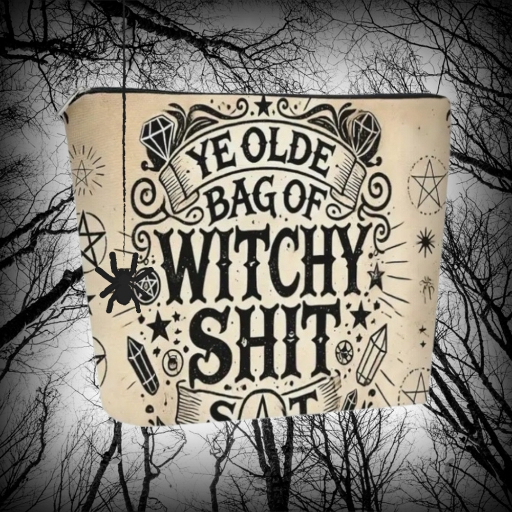NEW "Ye Olde Bag of Witchy Shit" Large Cosmetic Pouch Makeup Bag
